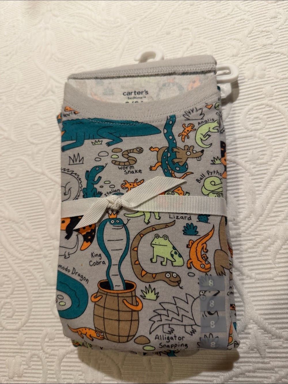 Carter's Gray Pajama Set Short Sleeve  Animal Prints. NWT 8/8A